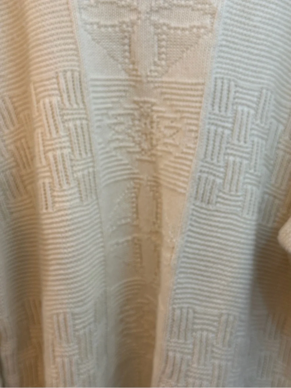 VINTAGES 90’s Structure Men’s  Ivory Cotton Knit Textured Crewneck Sweater L